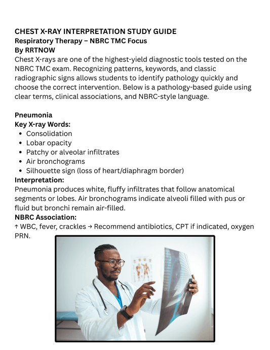 Chest X - Ray Interpretation Study Guide for Respiratory Therapy Students | RRTNOW - RRTNOW