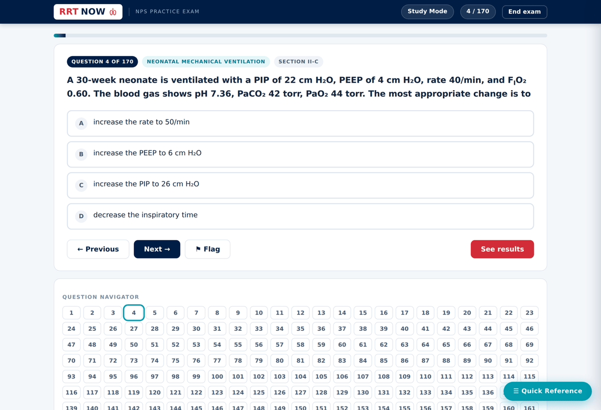 170 Question NPS Practice Exam for NBRC Prep | RRTNOW - RRTNOW