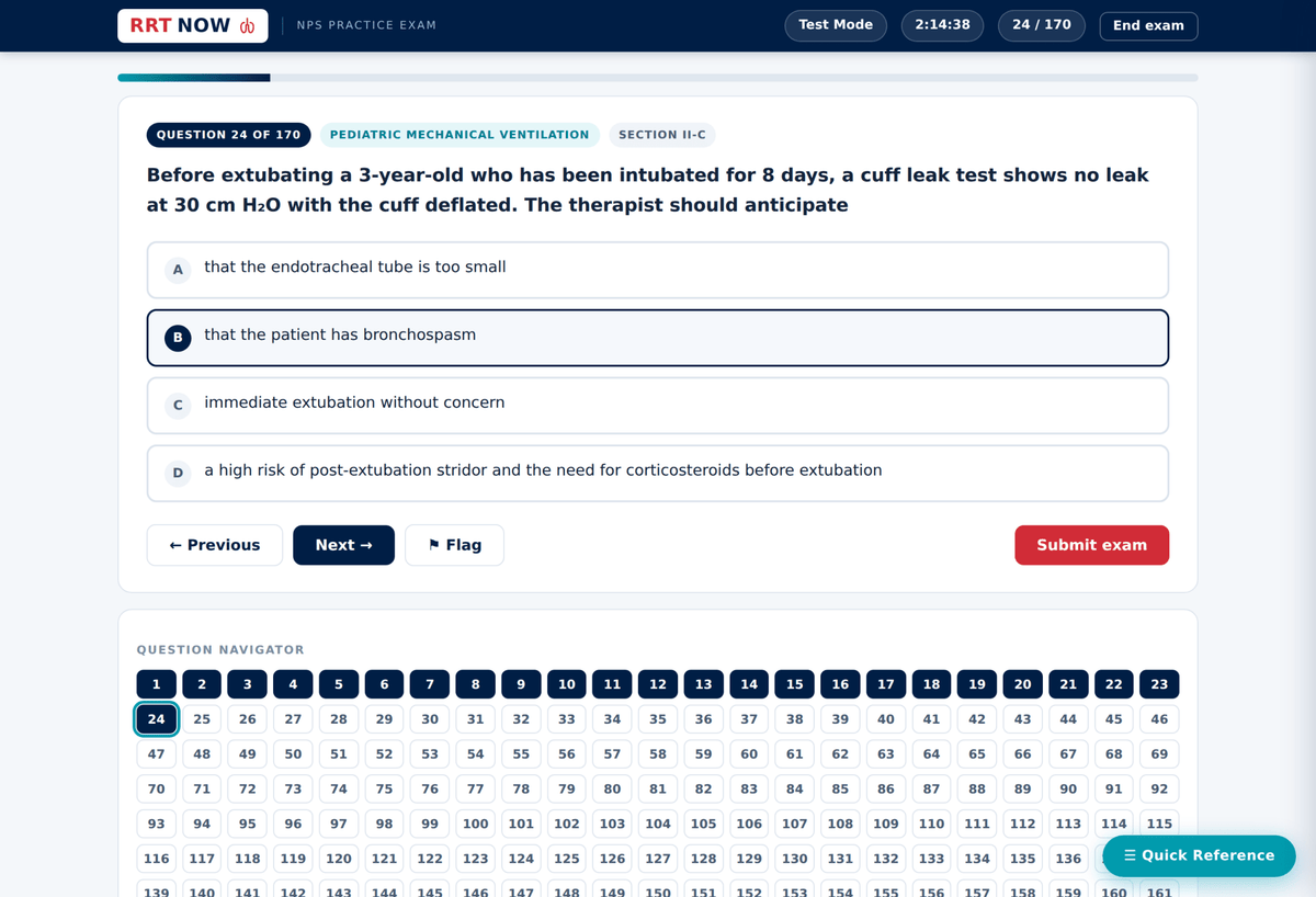 170 Question NPS Practice Exam for NBRC Prep | RRTNOW - RRTNOW