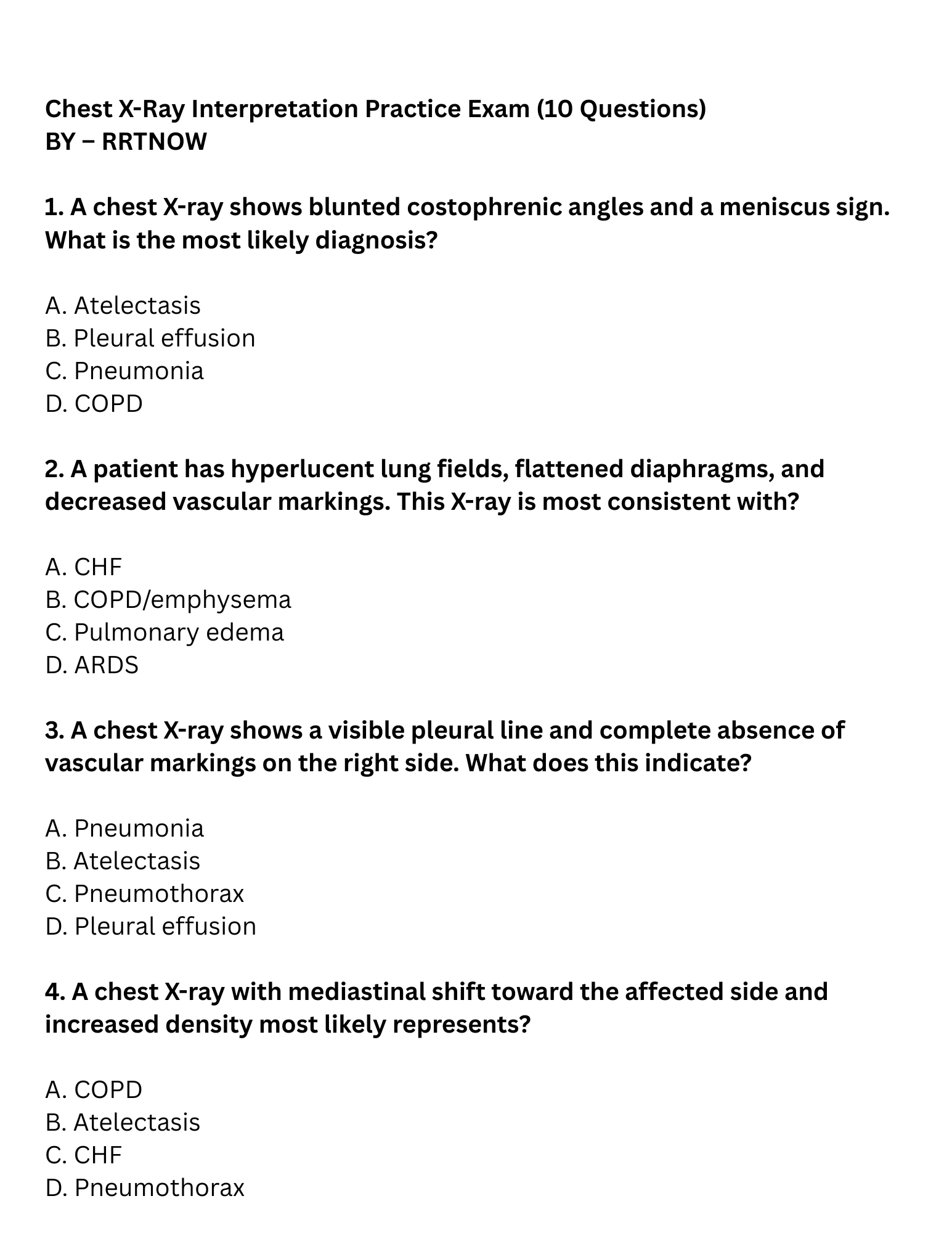Chest X - Ray Interpretation Study Guide for Respiratory Therapy Students | RRTNOW - RRTNOW