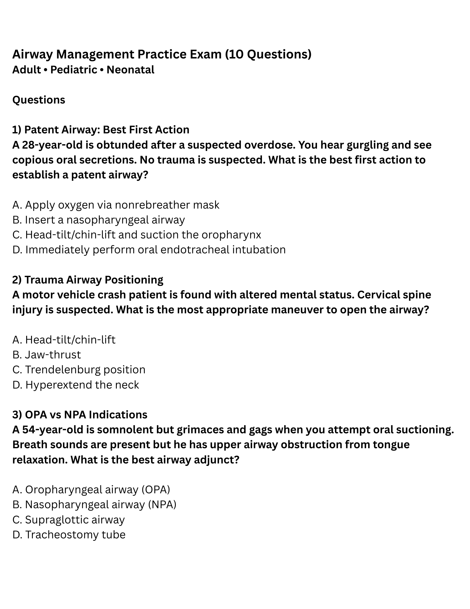 Airway Management Study Guide For RT Students | Adult, Peds & Neonatal - RRTNOW