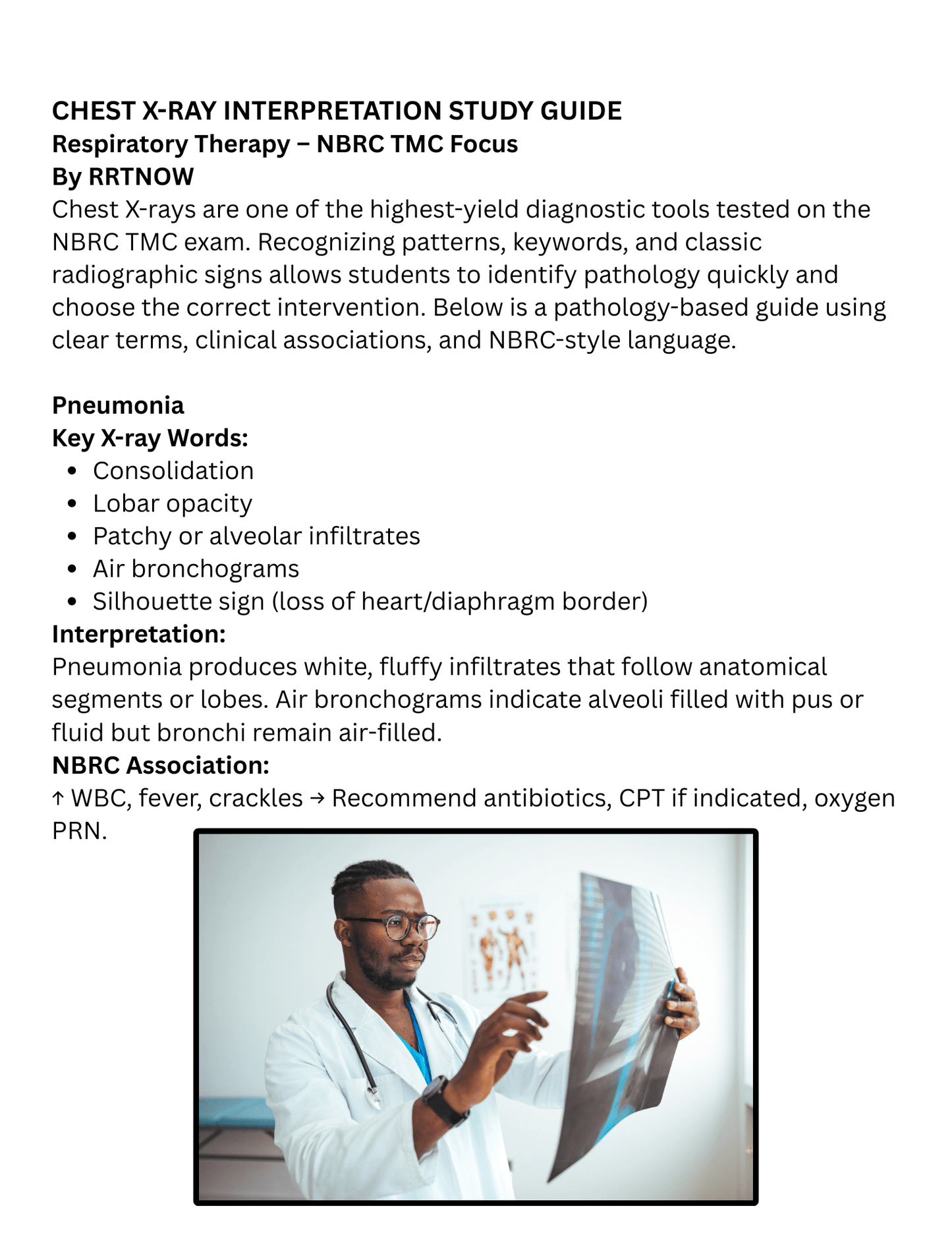 Chest X - Ray Interpretation Study Guide for Respiratory Therapy Students | RRTNOW - RRTNOW