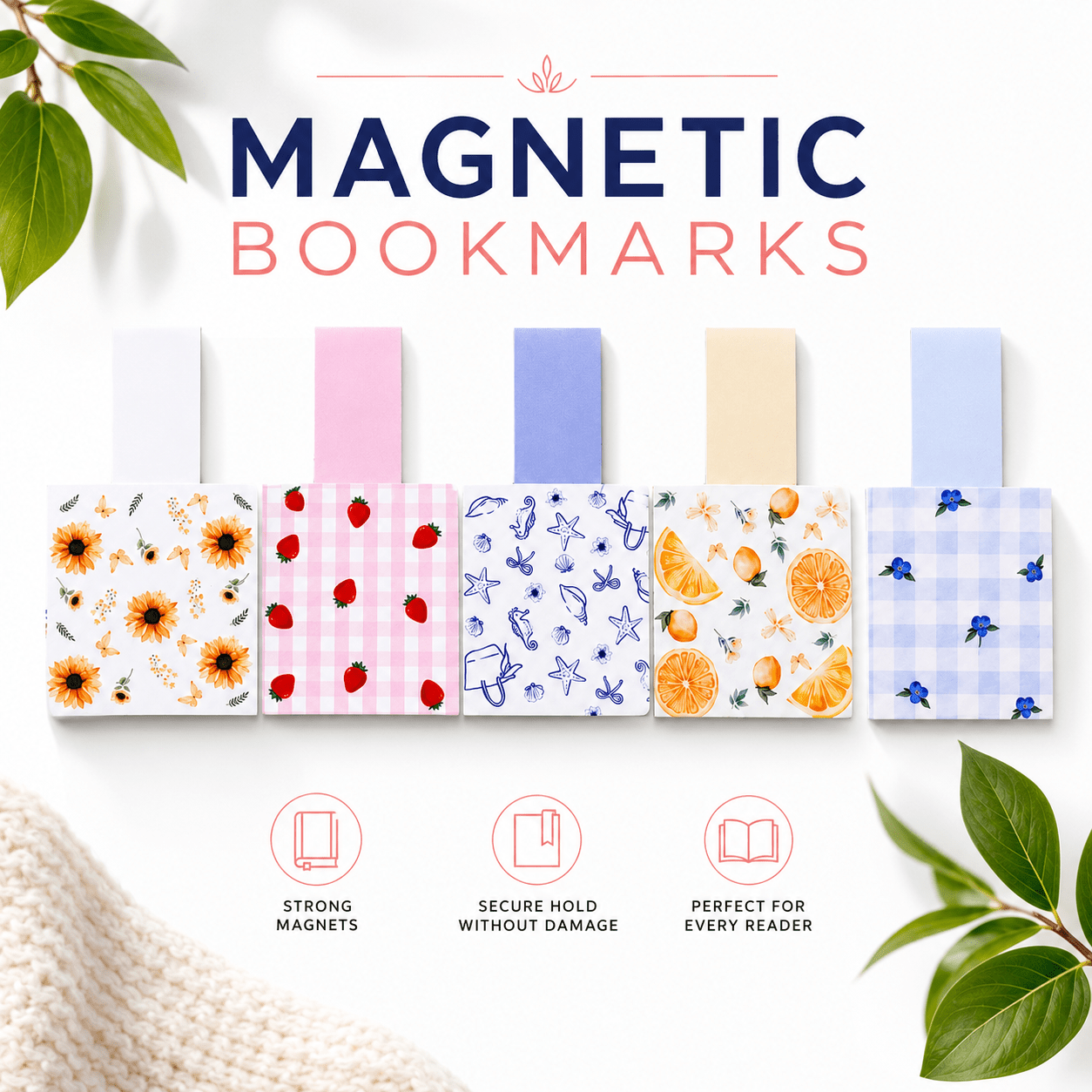 Cute Magnetic Bookmarks Set of 5 | Page Markers for Book Lovers | RRTNOW - RRTNOW