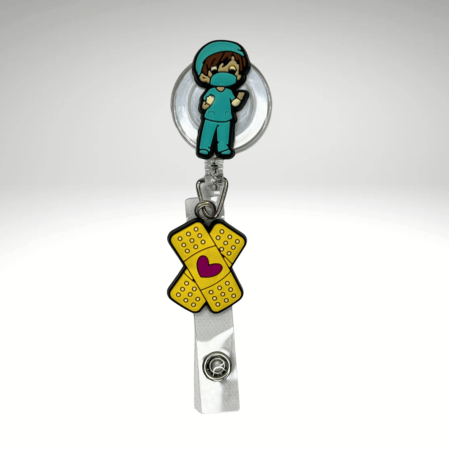 Anime Badge Reel + Free Pen | Male Healthcare Worker | Bandaid Design | Badge Buddy - RRTNOW