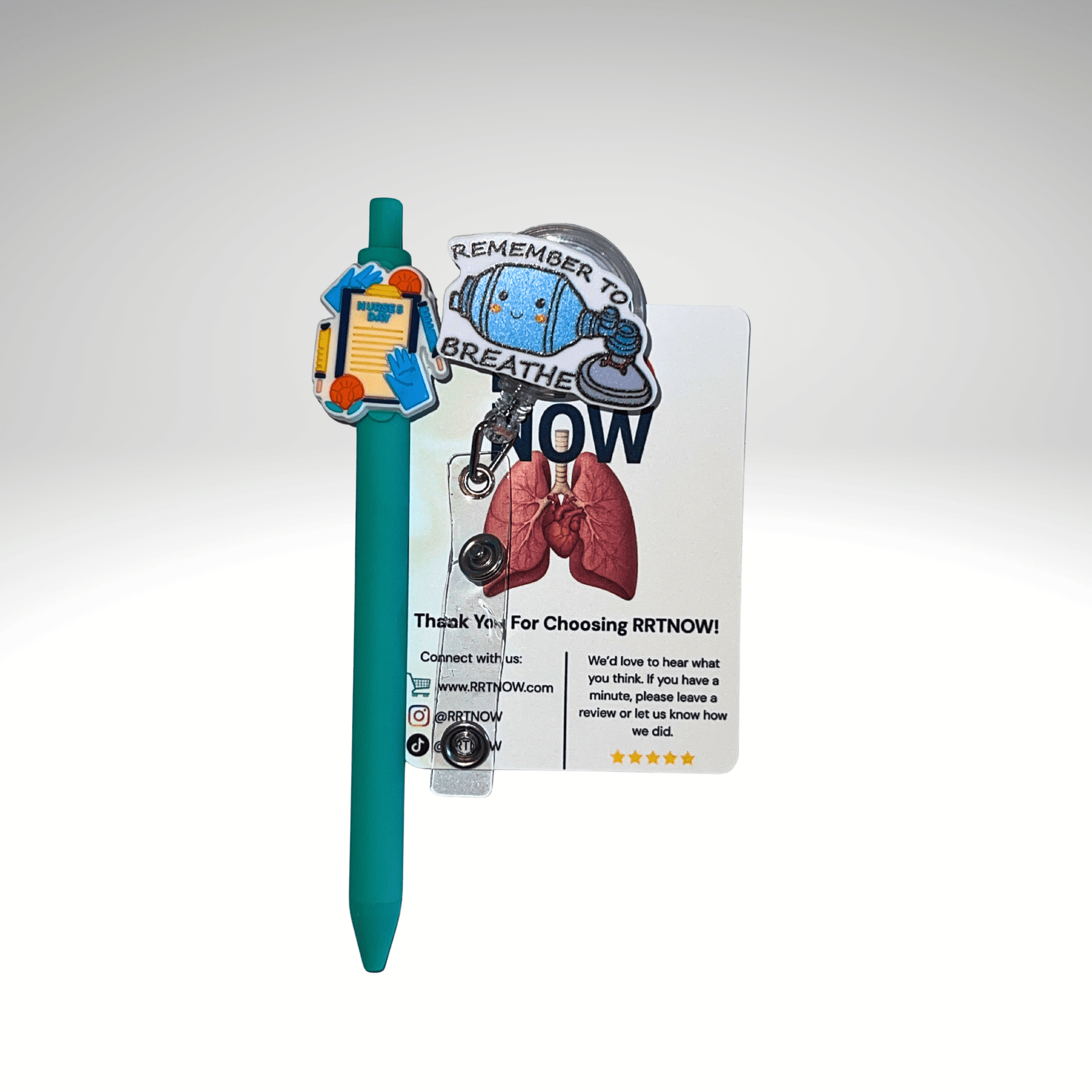 Badge Reel + Free Pen | Pulse Ox Design | Badge Buddy - RRTNOW