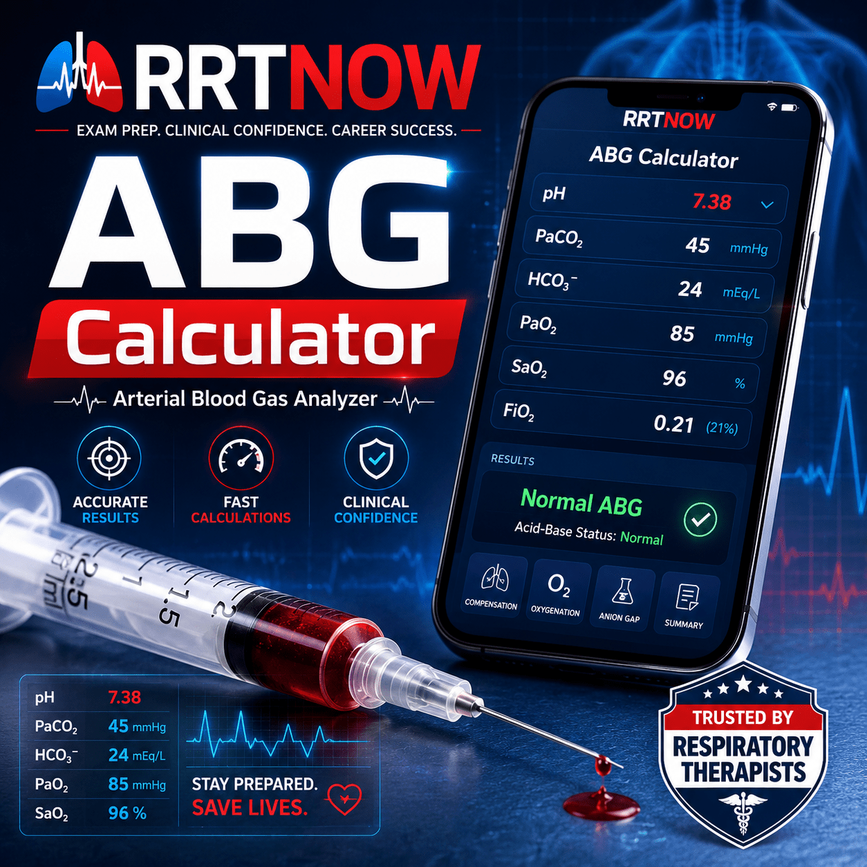 RRTNOW ABG Calculator | Fast Arterial Blood Gas Analysis for RT Students - RRTNOW