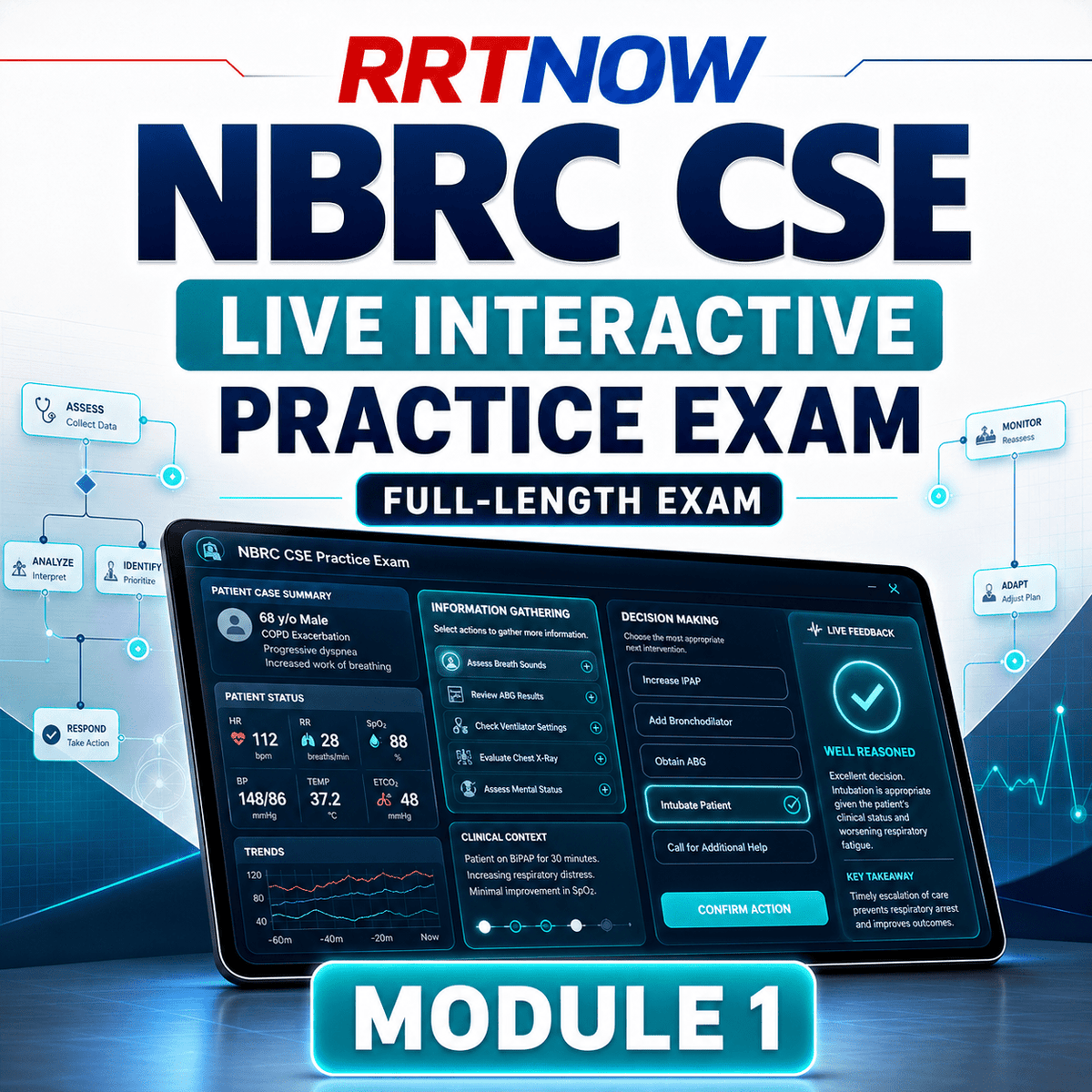 CSE Practice Exam| Full Exam With 22 Branching NBRC Clinical Sims | RRTNOW - RRTNOW