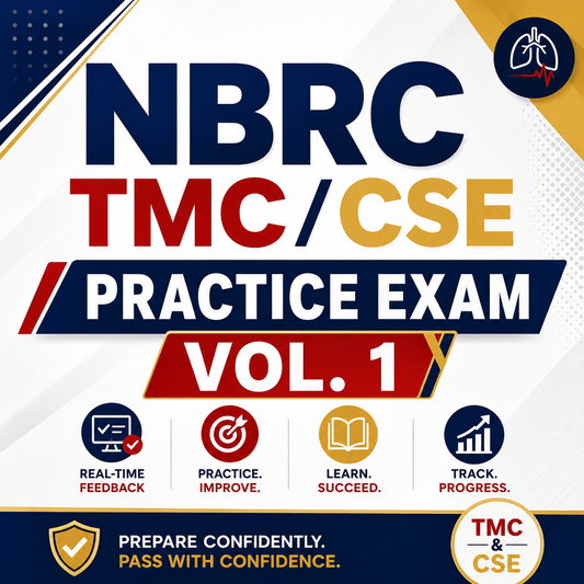 Vol. 1 | 30 TMC Questions | 5 CSE Full Branching Scenarios | NBRC TMC/CSE Practice Exam | Live Interactive Exam | RRTNOW - RRTNOW