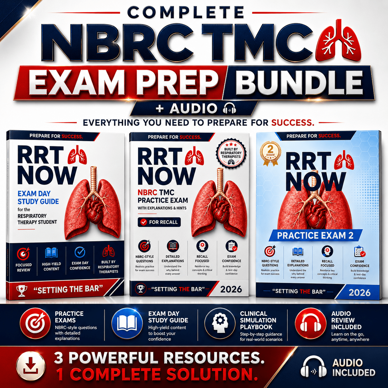 Complete NBRC TMC Exam Prep Bundle + AUDIO | Download & Print - RRTNOW