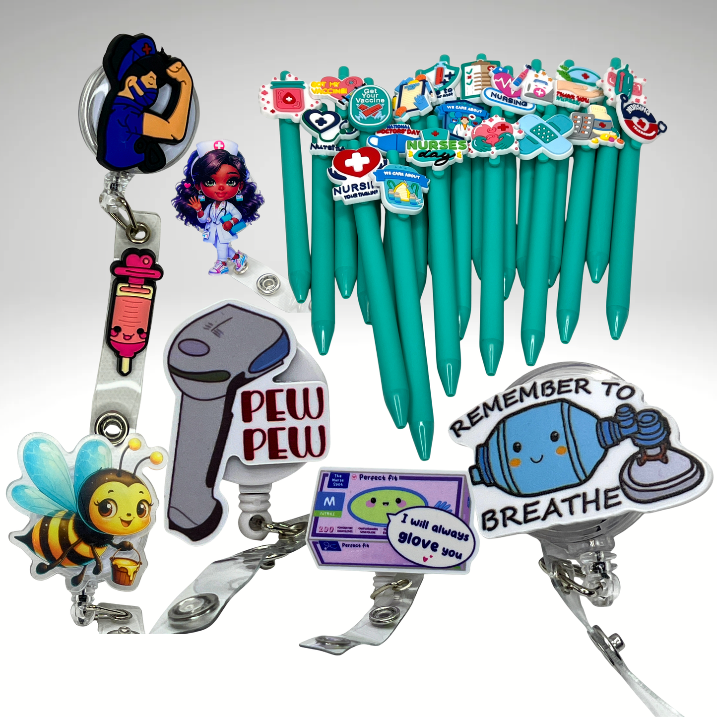 Badge Reel | Anime Female Nurse | Syringe Design | Badge Buddy - RRTNOW